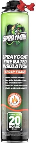 Sprayman Spraycoat Fire Rated Spray Foam Insulation 20 Sq.Ft. - R-Value (11.32 / 2in) Closed Cell Polyurethane Foam Sealant for Heat & Noise Insulation - Gun & Cleaner NOT Included - 27.1 oz, 1 Pack