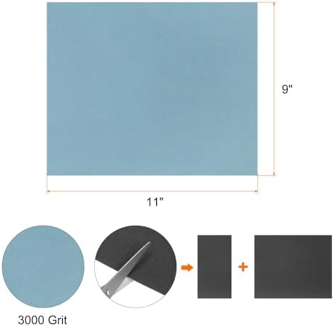 HARFINGTON 30pcs Sandpaper 3000 Grit 9 x 11 Inch Waterproof Backing Silicon Carbide Abrasive Wet Dry Sanding Sheets for Wood Finishing, Metal Sanding, Automotive Polishing