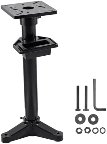 VEVOR Bench Grinder Stand, Heavy-Duty Bench Grinder and Vise Floor Pedestal with 10.6" x 10.6" Mounting Plate, Pre-Cut Mounting Slots & Water Pot, Compatible with Most Bench Grinders