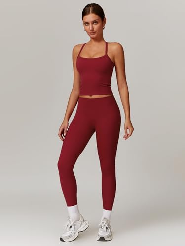 ABOCIW Workout Sets for Women 2 Piece Padded Sports Bra Tank Top High Waist Leggings Sets Gym Yoga Work Out Clothes