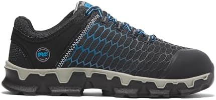 Timberland PRO Men's Powertrain Sport Alloy Safety Toe Industrial Athletic Work Shoe, Black/Blue-2024 New, 9.5 W