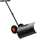 Outsunny Snow Shovel with Wheels Snow Pusher 29" Blade 10" Wheels Black