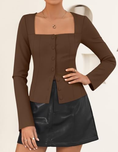 ZESICA Women's Business Casual Fitted Blazers Office Outfits
