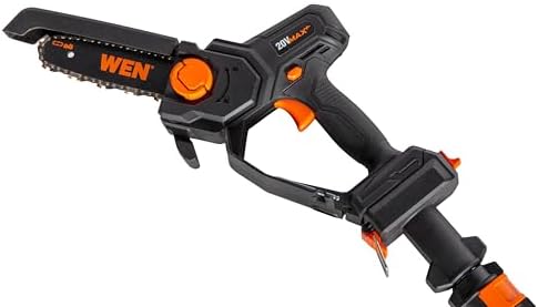 WEN 20V Max Cordless 2-in-1 6-Inch Chainsaw and Pole Saw with 12.3-Foot Reach, 4Ah Battery and Charger (20751)