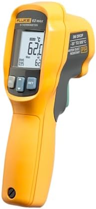Fluke 62 Max Industrial Infrared Thermometer, -22 to +932 Degree F Range, Single Laser Targeting, 10:1 Distance to Spot Ratio, IP54 Rating, Includes 3 Year Warranty, (Not for Human Temp)