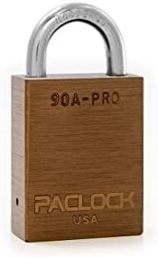 PACLOCK's 90A-PRO Padlock, 1/4" Diameter Hard. Steel Shackle, 3/4" Tall, High Performance 7-Pin Cylinder w/ 1 Key, Keyed Differently, Brown