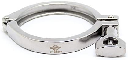 QiiMii 13MHHM Stainless Steel 304 Single Pin Heavy Duty Tri Clamp with Wing Nut for Ferrule TC 3"(3 Inch)