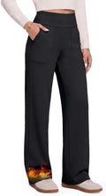 GAYHAY Fleece Lined Wide Leg Pants for Women, High-Waisted with Pockets