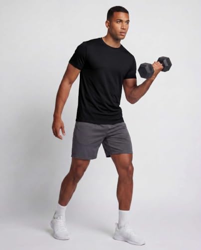 5 Pack Men's Dry Fit Workout T Shirts Crew Neck Athletic Gym Running Tees