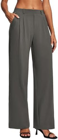 Heathyoga Womens Dress Pants Pull On Stretchy Work Pants Wide Leg Trousers