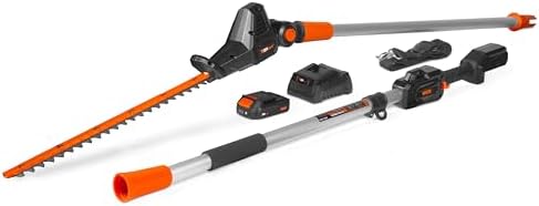 WEN 20V Max Cordless 20-Inch Hedge Trimmer Pole Saw with 14.6-Foot Reach, 2Ah Battery and Charger (20825)