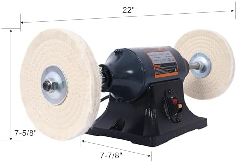 8-Inch Bench Buffer Grinder Polisher, Electric Jewelry Polishing Machine with 4 Buffing Wheels, 1750 RPM, for Metal, Jewelry, Knives, Wood, Jade, Blue
