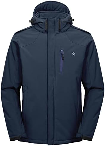 Little Donkey Andy Men's Warm Sherpa Lined Winter Softshell Jacket Windproof Mountain Ski Snow Coat with Removable Hood