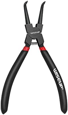 WISEUP Circlip Pliers 7 inch, Bent Internal Tips (Tip Diameter 1/20") Snap Ring Pliers Heavy Duty for C Clip Remover Retaining