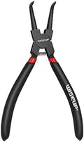 WISEUP Circlip Pliers 7 inch, Bent Internal Tips (Tip Diameter 1/20") Snap Ring Pliers Heavy Duty for C Clip Remover Retaining
