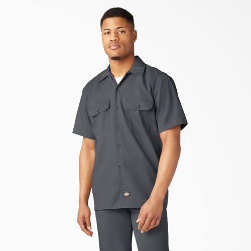 Dickies Men’s Short Sleeve Work Shirt – Durable Twill Button Down Shirts for Men, Lightweight Uniform for Daily Wear