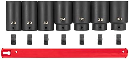 TEKTON 1/2 Inch Drive Axle Nut Impact Socket Set, 7-Piece | SID92101 | (29 - 38 mm), Deep, 6-Point, Socket Rail