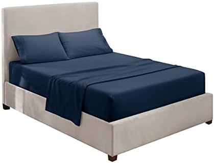 Hearth & Harbor Full Size Sheets - 4 Piece Bed Sheet Set, Hotel Luxury Double Brushed Bed Sheets - Extra Soft Bedding Sheets & Pillowcases, Full, Navy Blue