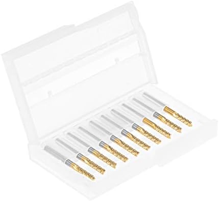 uxcell 10Pcs 3mm Titanium Coat Carbide End Mill Engraving Milling Cutter CNC Router Bits for PCB Machine, 1/8" Shank