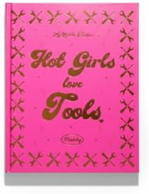 Mandy Hot Girls Love Tools Pink Toolkit Tool Set, 7-Piece DIY Home Repair Kit with Designer Storage Book Box, Hammer, Pliers, Wrench, Screwdriver