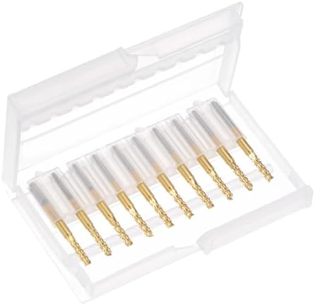 uxcell 10Pcs 2.6mm Titanium Coat Carbide End Mill Engraving Milling Cutter CNC Router Bits for PCB Machine, 1/8" Shank