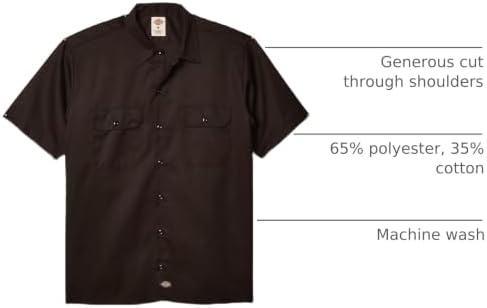 Dickies Men’s Short Sleeve Work Shirt – Durable Twill Button Down Shirts for Men, Lightweight Uniform for Daily Wear