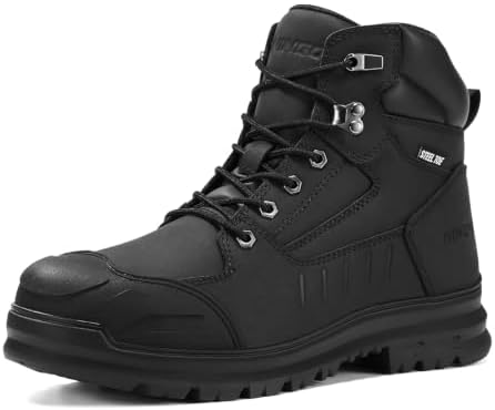 NINGO Steel Toe Work Boots for Men with TPU Protective Cap, 6 Inch