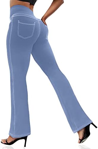 VOOVEEYA Women's Bootcut Leggings - Bootleg Yoga Pants Flare with 4 Pockets