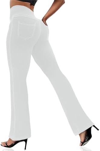 VOOVEEYA Women's Bootcut Leggings - Bootleg Yoga Pants Flare with 4 Pockets