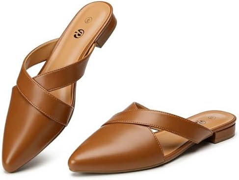 Rekayla Women's Mules Closed Pointed Toe Flats Backless Loafers Shoes for Women