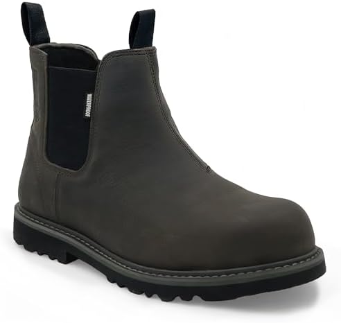 EVER BOOTS Men’s Waterproof Steel Toe Slip on Work Boots