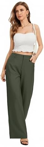 FUNYYZO Wide Leg Dress Pants for Women Work Slacks Business Casual Outfits