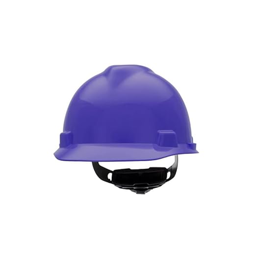 MSA 495858 V-Gard Cap Style Safety Hard Hat With Fas-Trac III Ratchet Suspension | Polyethylene Shell, Superior Impact Protection, Self Adjusting Crown Straps - Standard Size in Purple