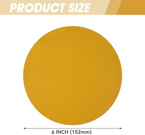 CowboyBOB 100 PCS 6 Inch Gold PSA Sanding Discs 800 Grit Self Adhesive Sticky-Back Sandpaper for DA Sander Finishing Abrasive Sand Paper Woodworking Wood Metal Sanding Disc Roll