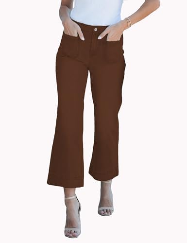 Wide Leg Jeans for Women Trendy High Waisted Flare Jeans Cropped Pants Stretchy Baggy
