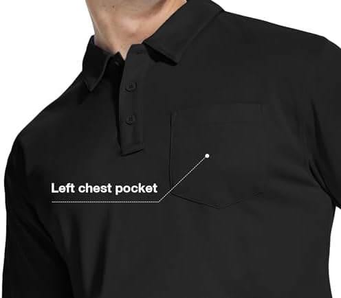ZITY 5 Pack Polo Shirts for Men with Pocket Dry Quickly Short Sleeve Athletic Outdoor Work Collared Shirts