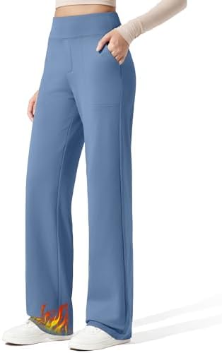 G4Free EverGoing Fleece Lined Wide Leg Pants for Women Dressy Work Casual