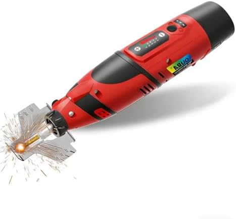 OUBA Cordless Chainsaw Sharpener with 12v Battery, Comes with Electric Chainsaw Sharpener Tool with 54 PCS Sharpener Accessories, Chainsaw Chain Sharpener with Titanium Plated Diamond Bits