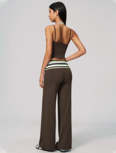 QBGJTD Womens Workout Sets Two Piece Striped Tank Top Wide Leg Yoga Pants Yoga Pilates Outfits