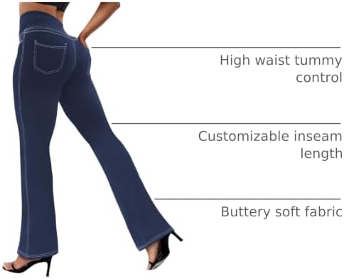 VOOVEEYA Women's Bootcut Leggings - Bootleg Yoga Pants Flare with 4 Pockets