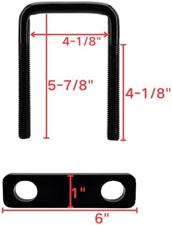 4 Pack Square U-Bolt for Trailer- Fits 4.0 Inch Wide Leaf Springs, Galvanized Steel Clamp Set, Secure Fit for Truck, Boat and Trailers, Black