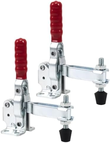 2pcs Welding Toggle Clamps with Rubber Tip, Iron Fixed Clamp for Woodworking and Welding Fixtures, Quick Release Workholding Device for Workshop Positioning