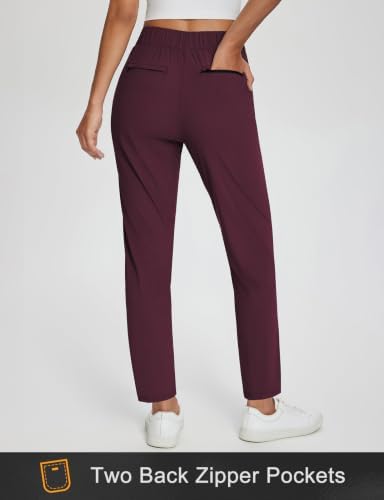 baleaf Womens Business Casual Pants Stretch Travel Pants On Airport with Zipper Pockets Dressy Slacks Golf Work Pull on