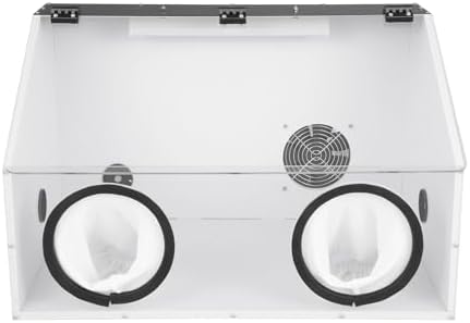 2 Holes Fully Enclosed Electric Grinding Table Polisher Dust Box Acrylic Cover Dust Box w/LED Light and Fan for Polishing Machine