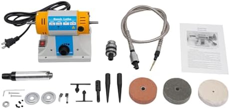 Jewelry Polisher, Stepless Speed Regulation Bench Buffer Grinder Polishing & Buffing Machine Multi-Function Bench Buffer Polisher DIY Polishing Machine-Fiber/Cloth/Emery Wheel-up to 10000rpm