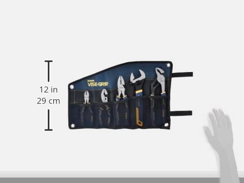 IRWIN VISE-GRIP Pliers Set with Tool Wrap, 5-Piece (2078708), Blue