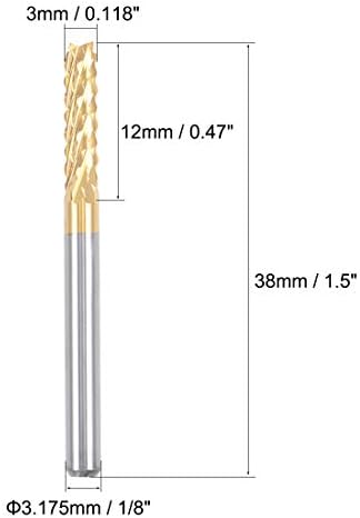 uxcell 10Pcs 3mm Titanium Coat Carbide End Mill Engraving Milling Cutter CNC Router Bits for PCB Machine, 1/8" Shank