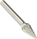Drill America SM-4 Carbide Burr/Rotary File Cone Pointed End Double Cut for Die Grinder 3/8" Dia. x 5/8" Cut Length with 1/4" Shank and 2-1/2" Overall Length, DUL Series
