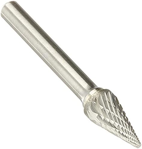 Drill America SM-4 Carbide Burr/Rotary File Cone Pointed End Double Cut for Die Grinder 3/8" Dia. x 5/8" Cut Length with 1/4" Shank and 2-1/2" Overall Length, DUL Series