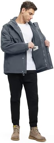 VOPOKER Mens 3 in 1 Winter Coats Waterproof Warm Fleece Jacket With Multi-Pockets